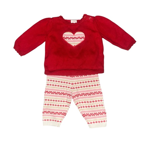 Gymboree Other - Gymboree Festive Red and White Sweater Pant Set with Heart Design